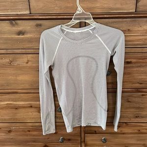 Lulu lemon Swiftly Tech long sleeve black and white striped shirt